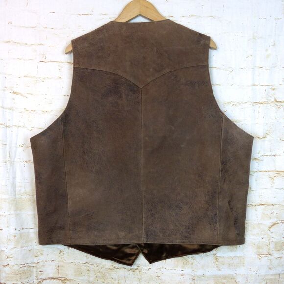 Scully Vest Men 52L Brown Distress Lambskin Leather Western Button Lined 503-60 - Picture 2 of 12